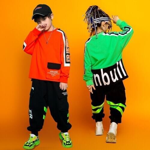 Hip Hop Costume Street Dance Kids Wear Sweatshirt Hip Hop Pants Girls Jazz Practice Performance Clothing Stage Wear Suit BL5530