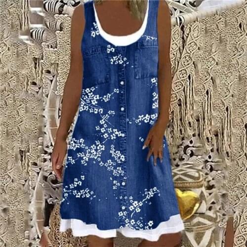 Summer Printed Vintage Dresses 2021 Fashion Casual Short Mini Dress Women Sexy Loose Dress