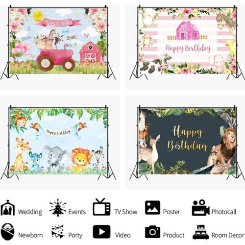 Cartoon Animal Carnival Birthday Party Backdrops Photo Background Decorations for Video Portrait Photography Props Photocall