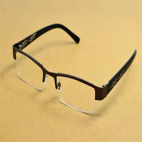 Men Resin Film Women Fashion Metal Half Frame Spectacle Lenses Myopia Mirror M013