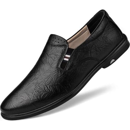 Men Casual Loafers Mens Shoes Genuine Leather Cozy Dress Flat Boat Shoes Slip-on Lazy Loafer Male Luxury Summer Walking Shoes