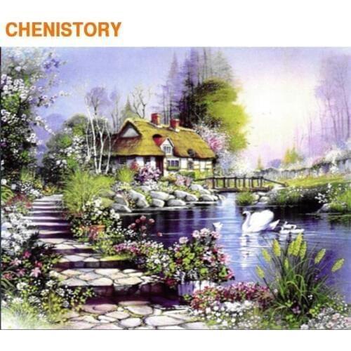 CHENISTORY Frame Rural DIY Painting By Numbers Modern Wall Art Picture By Numbers Landscape Canvas By Numbers For Home Decors