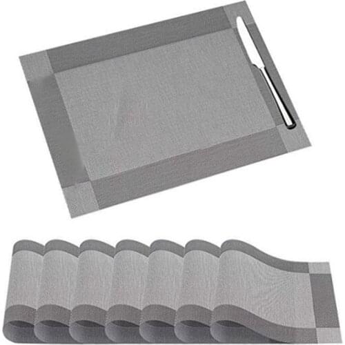 Table Mats Set Of 8 Dining Table Place Mats Washable Placemats Non-Slip Heat Resistant Pvc with Singel Border Decoration Rectang