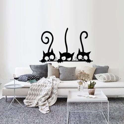 Lovely Three Black Cat DIY Wall Stickers Animal Room Decoration personality Vinyl Wall Decals 30*20CM