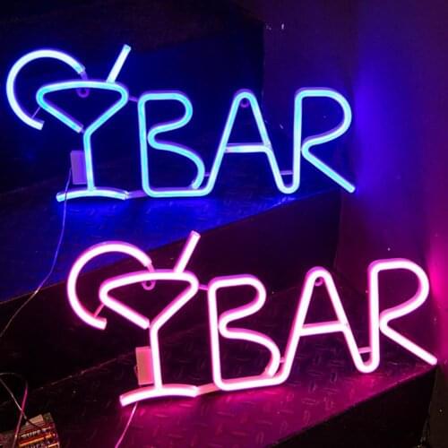 BAR Neon Sign Light LED Juice Letter Neon Lamp Tube Remote Contral Bar KTV Snack Shop Christmas Wall Decor Accessories Supplies