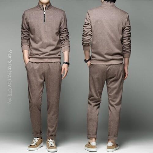 Fall Mens Fashion Trend Set Half Turtleneck Sweater Set Matching Handsome Mens 2020 New Autumn Clothes