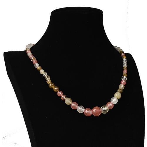 Refreshing Faceted Watermelon Crystal Quartz For DIY Making Design Necklace Crystal Quartz Beads 6-14mm Pich Size 18inch H119