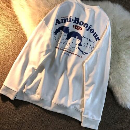 Printed French Long Sleeved Pullovers Women Sweatshirt Oversized Harajuku Clothes Sweatshirt Women Hoodies Hoodie Streetwear