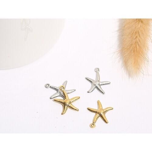 20pcs/lot Stainless Steel Hollow starfish Charm 15.5x17.5mm Gold Starfish Bracelet Pendant for DIY Necklace Jewelry Findings