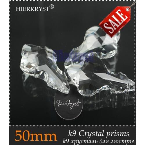 HIERKYST 10 pcs K9 Glass Crystal Prisms Pendants Chandeliers Parts Lustres Rainbow Lamp Lighting Hang Drops 50mm 2" #1913-1