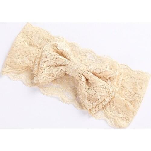 12pcs Lace Bows Girls Turnban Headbands Elastic Double Knots Lace Nylon Headband Infants Infants Head Wraps Hair Accessories