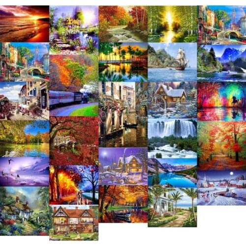 R8528 Landscape City Street View cross stitch kit people 18ct 14ct 11ct count canvas stitches embroidery DIY handmade needlework