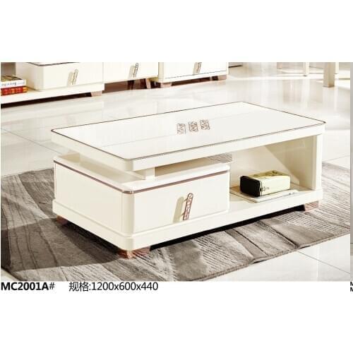 MC2001A Modern living room furniture glass top white tea table coffee table simple clear style coffee table