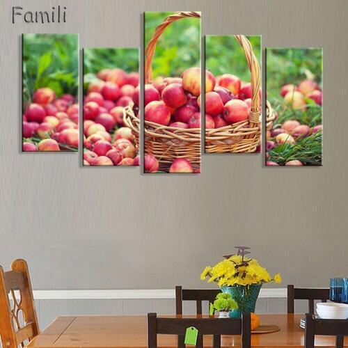 Rushed 5pcs Modern Canvas Paintings Matching food Wall Art Oil Painting Set Bar Dinning Room Decorative Pictures