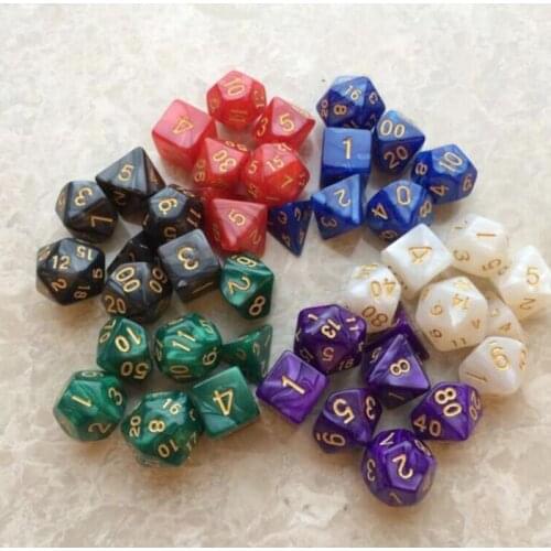 Ancient Multi Sided Dice Set Of 7 D4 D6 D8 D10 D12 D20 Dungeons D&D RPG Poly Sk1