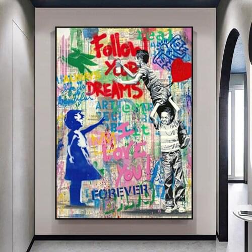 Street Graffiti Art Inspirational Letter Canvas Painting Poster and Print Wall Art Picture Cuadros for Living Room Decor