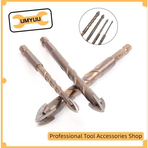 UMYUU Cross Hex Tile Bits Glass Ceramic Concrete Hole Opener Alloy Triangle Drill Size 3/4/5/6/8/10/12 mm