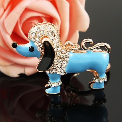South Korean Hot Crystal Puppy Dog Keychain Key ring trinket Purse Bag Car Keychain Wedding Ornament