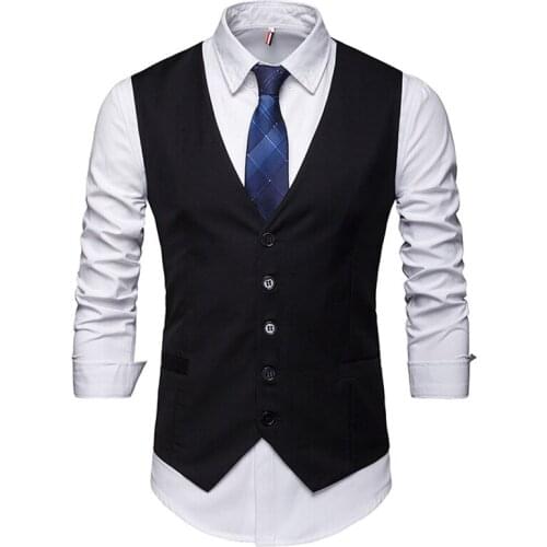 7XL Hot Sell Men Suit Business Vest Mens Casual Waistcoat Formal Suit Vest Slim England Style Waistcoat Men Wedding Clothing