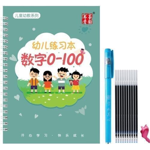 1pcs Reusable 0-100 Numbers Copybook Drawing Toys Hand Writing Groove Calligraphy Auto Fades Educational For Children Kids