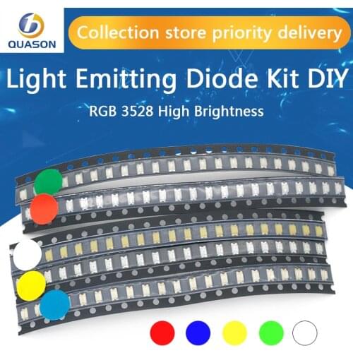 100pcs 3528 SMD LED White Red Yellow/Blue/Green/Orange/Purple/RGB High Light Emitting Diode Kit PCB DIY