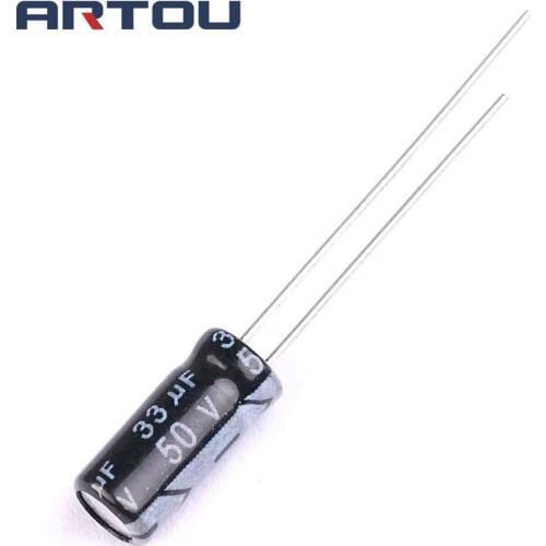 100PCS 50V 33UF 5*11 5X11MM 33UF DIP Aluminum Electrolytic Capacitors