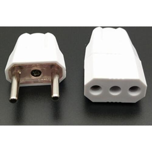 250V 10A Butt Plug Socket Eu Adapter Electrical Plug AC Power Connector Cable Cord Female Male Converter Adaptor 2Pair