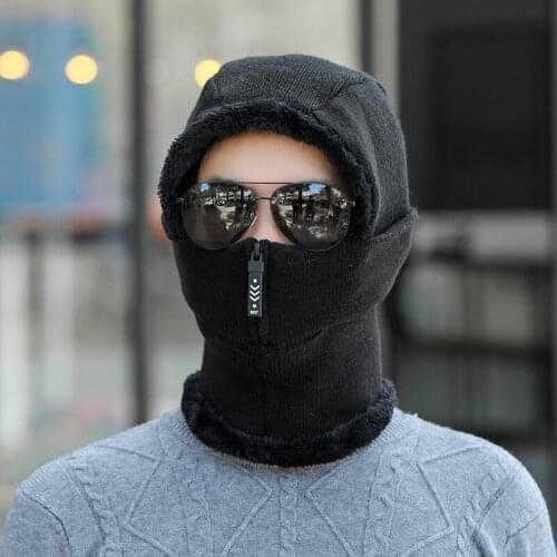 2020 Unisex winter Beanies Hats Mask Women’s Winter Hat Knitted Hats Scarf Set Beanie Ski Caps Woman Plush Thick Neck Warmer The