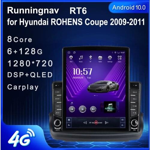 4G LTE Android 10 For Hyundai Rohens Coupe Genesis 2009-2011 Tesla Type Multimedia Stereo Car DVD Player Navigation GPS Radio