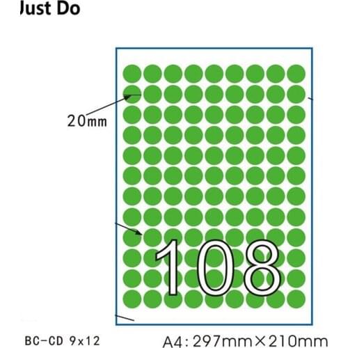 50sheets A4 sticker red round sticker printable self adhesive sticker blue yellow green Matte writable paper stickers