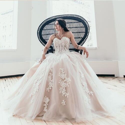 A Line Wedding Dresses 2019 Appliques Lace Tulle Sleeveless Lace Up Wedding Bridal Gown White Ivory Vestido De Noiva Custom Made