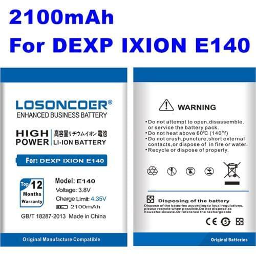 LOSONCOER E140 2100mAh Battery for Dexp Ixion E140 STRIKE FULL Mobile Phone ~In Stock