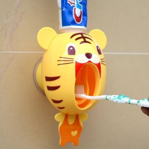 Practical Strong Suction Sucker Funny Household Style Cartoon Automatic Dispenser Holder Bathroom Toothbrush Toothpaste Children