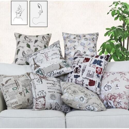 Free Shipping Custom 40/45/50/55/60/65cm Polyester Linen Fabric Printing Cushion Cover HT-PLCPC-01-06