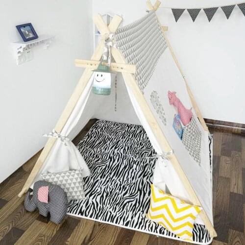 Square design 100% Cotton Canvas Indian Teepee Kids Play Tent for Children Playhouse
