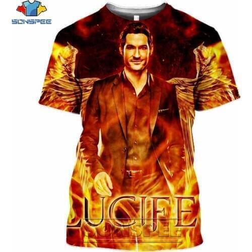 Lucifer Morningstar Movie T-shirts 3D Print MenWomen Casual Fashion Hip Hop Short Sleeve Streetwear Devil Tees Tops Clothing
