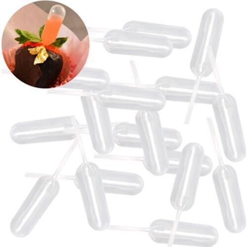 50pcs/Set Ice Cream Jelly Milkshake Droppers Pipette Straw Dropper Disposable Straw Cupcake Mousse Macaron Baking Tools
