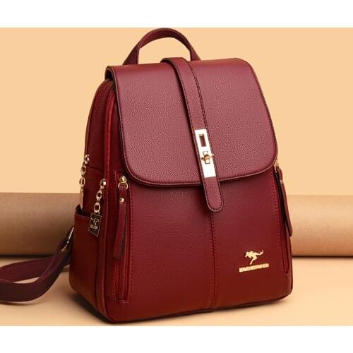 Classic PU Leather Ladies Fashion Backpack With Special Lock Design Flap Brand Ladies College Style Travel Backpack 2021 Handbag