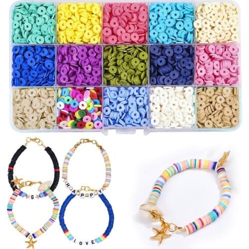 15 Grid 6mm Polymer Clay Sequin Boxed Color Wafer Ornament Accessories Set Box wholesale jewelry beads charms for bracelets