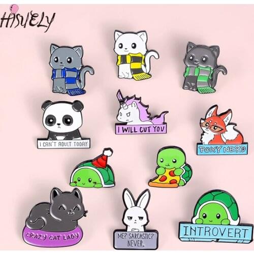 Creative cute cartoon animal brooch panda tortoise fox rabbit cat student brooch fashion gift for friends