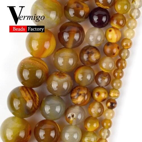 Natural Tiger Skin Agates Stone Round for Jewelry Making 4-12mm Spacer Beads Diy Bracelet Necklace Accessories Wholesale 15"