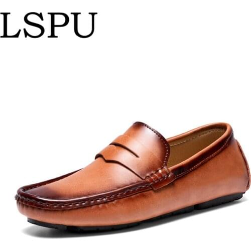 High Quality Genuine Leather Men Loafers Slip On Breathable Casual Moccasins Men Shoes Fashion Driving Shoes For Men Size 38-45