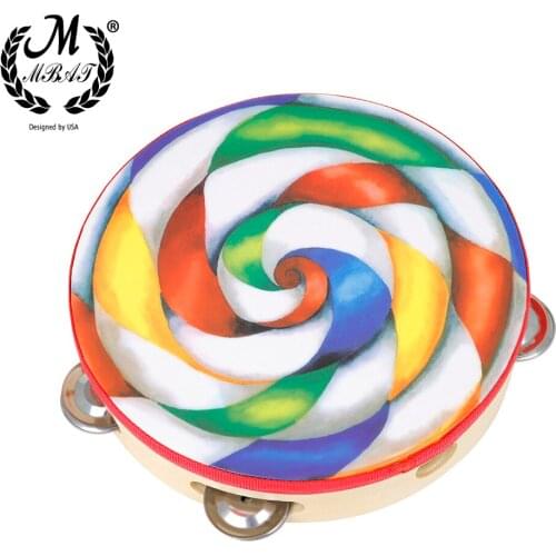 M MBAT 8 Inch Tambourine Colorful Lollipop Hand Held Tambourine Percussion Musical Instrument Children Kids Toy Christmas Gifts