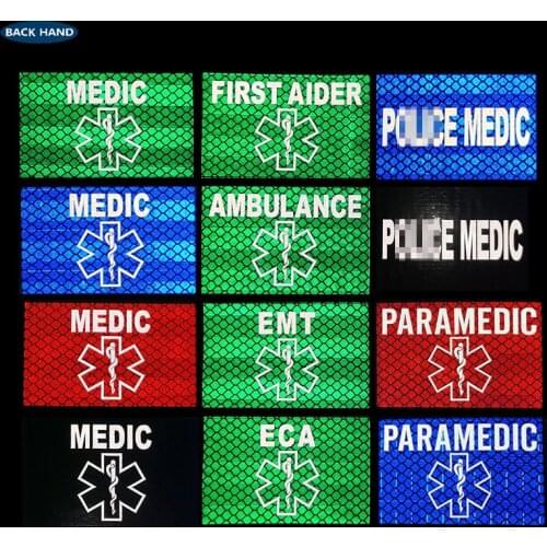 PARAMEDIC MEDIC EMT ECA Reflective IR Tactical Military Patches Emergency Rescue FIRST AID DOCTOR NURSE Applique