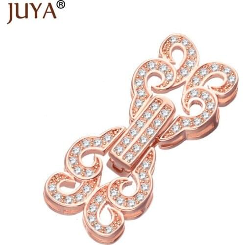 Micro Pave CZ Rhinestone Copper Fashion Fold Over Clasps Fit For Gemstone Pearls Chain Necklace Bracelets Accessories Findings