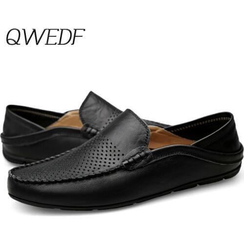 Mens Dress Shoes Casual Luxury Summer Leather Moccasins Light Breathable Slip on Boat Shoes Men Loafers Schuhe Herren K6-29