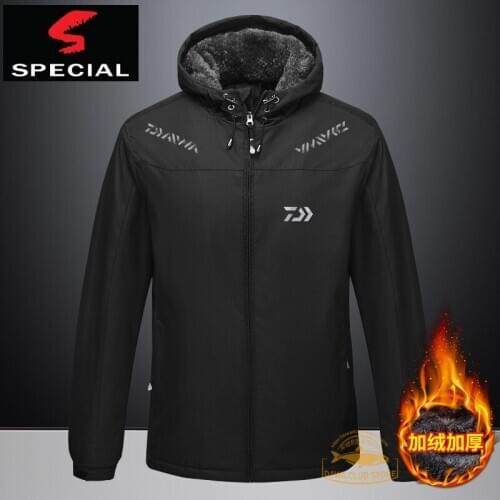 Daiwa Mens Outdoor Fishing Hygroscopic Sweat Wind Sports Blazer Outdoor Waterproof Fishing Jacket with Fleece and UV Protection