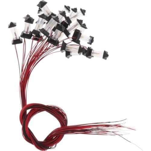 Set of 20 Mini Train Railway LED Light Lawn Architecture Landscape Warm Light Lamp Post Layout 1:100 1:500