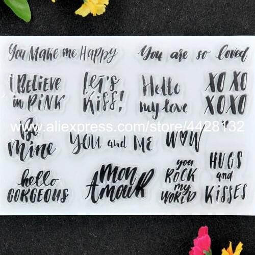 Words Be Mine Hugs and Kisses You and Me XOXO Scrapbook photo cards rubber stamp clear stamp transparent stamp 9052421