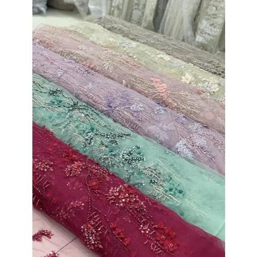 Nigerian Wedding Net Lace Fabric nice looking 5Yards ZH-988816 Embroidered French Tulle Lace Fabric
